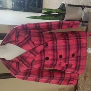 PINK ENVELOPE - Pink Plaid Pea Rain Coat